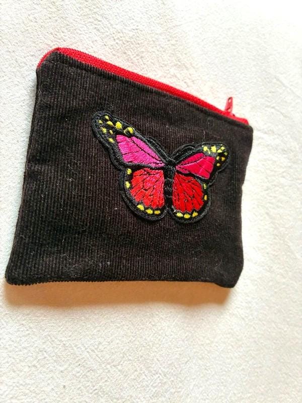 Corduroy Butterfly Coin Purse