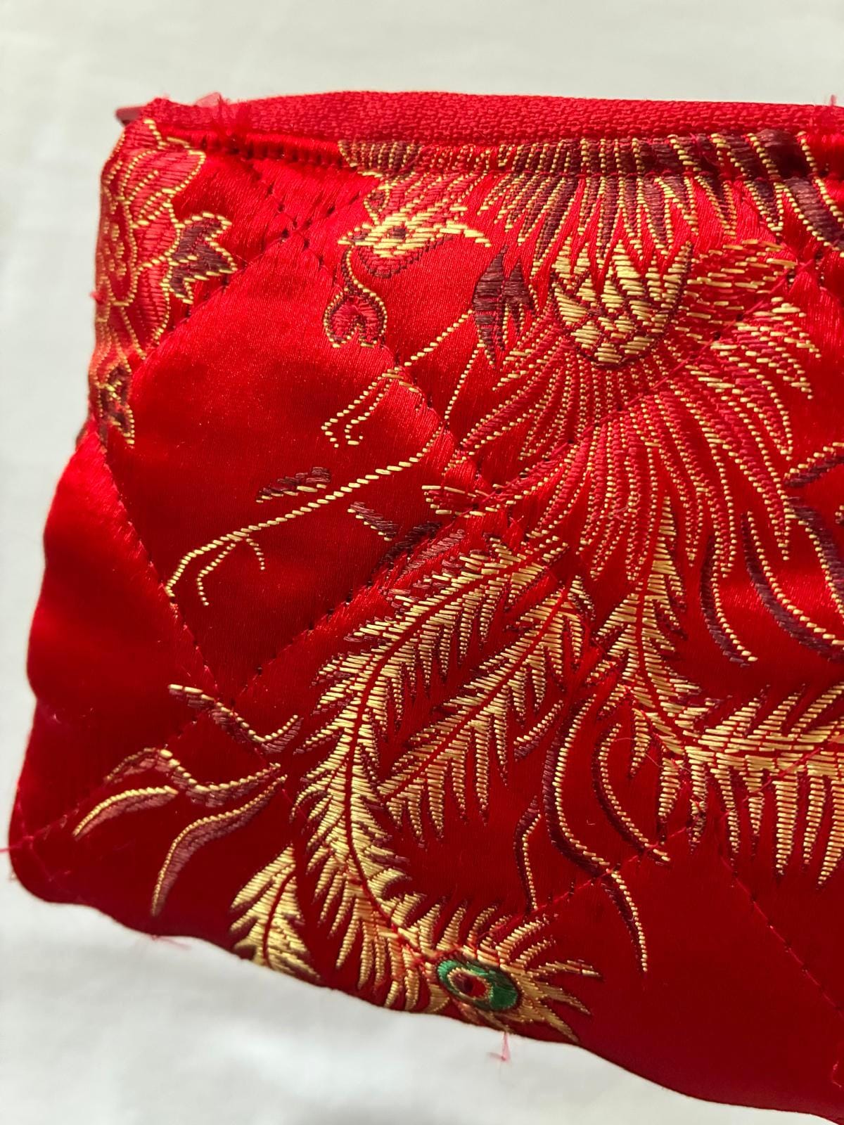 Red Satin Dragon Keyring Purse