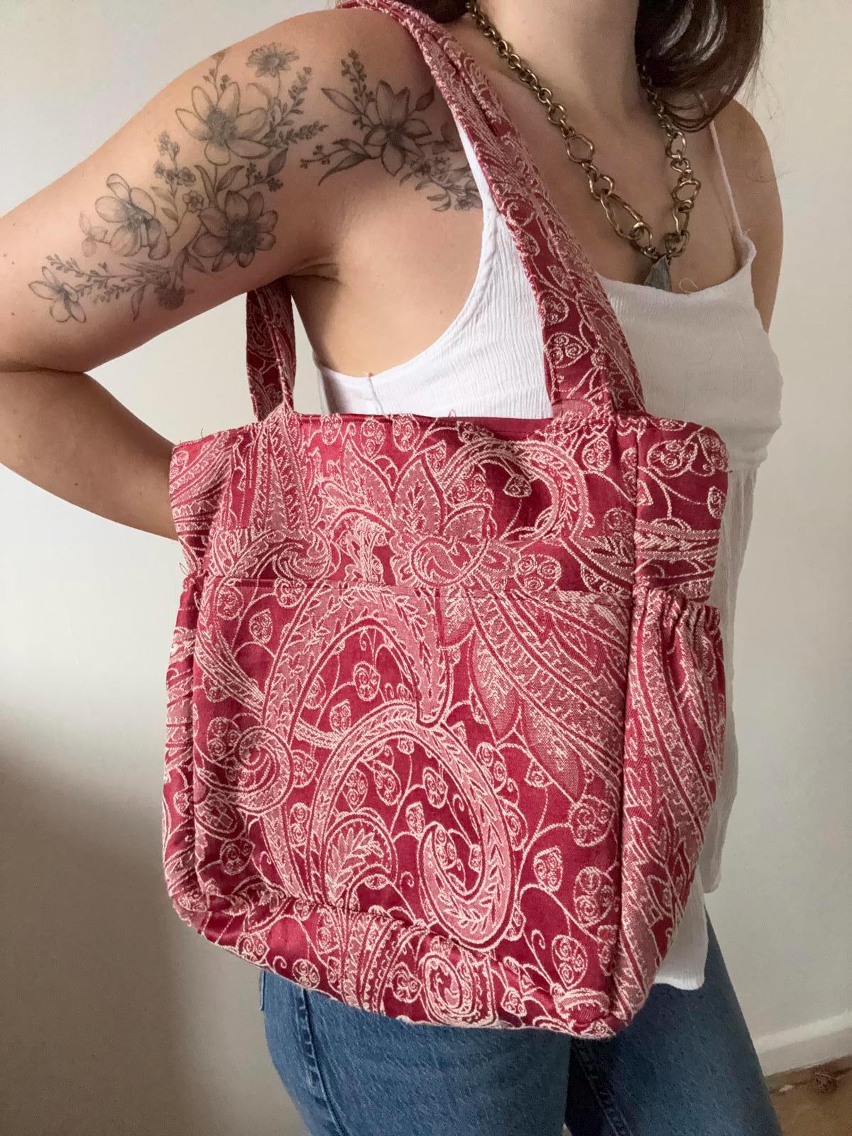 Rosewood Multi-Pocket Tote Bag