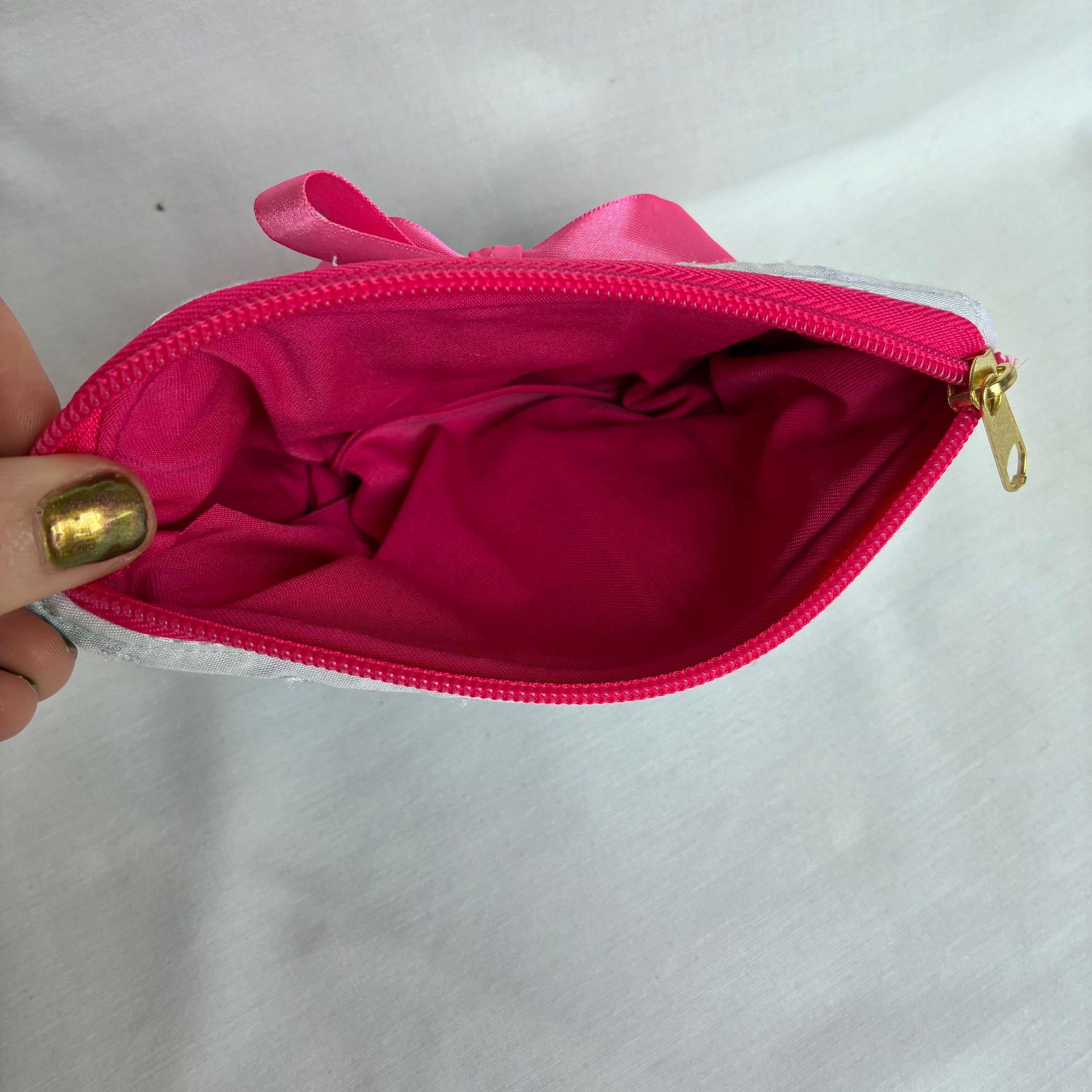 Denim Bow Cosmetic Pouch