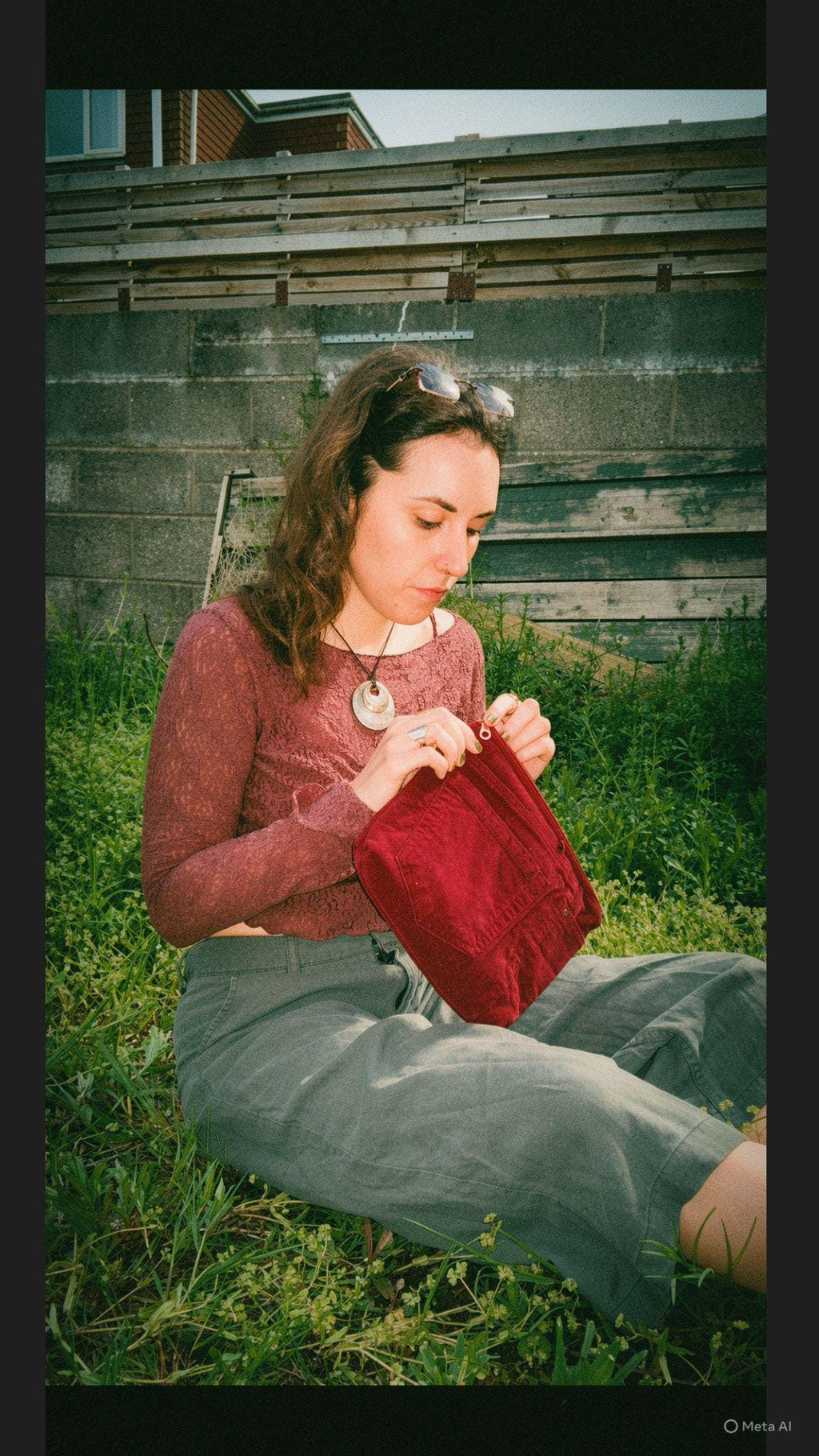 Burdundy Corduroy Pouch