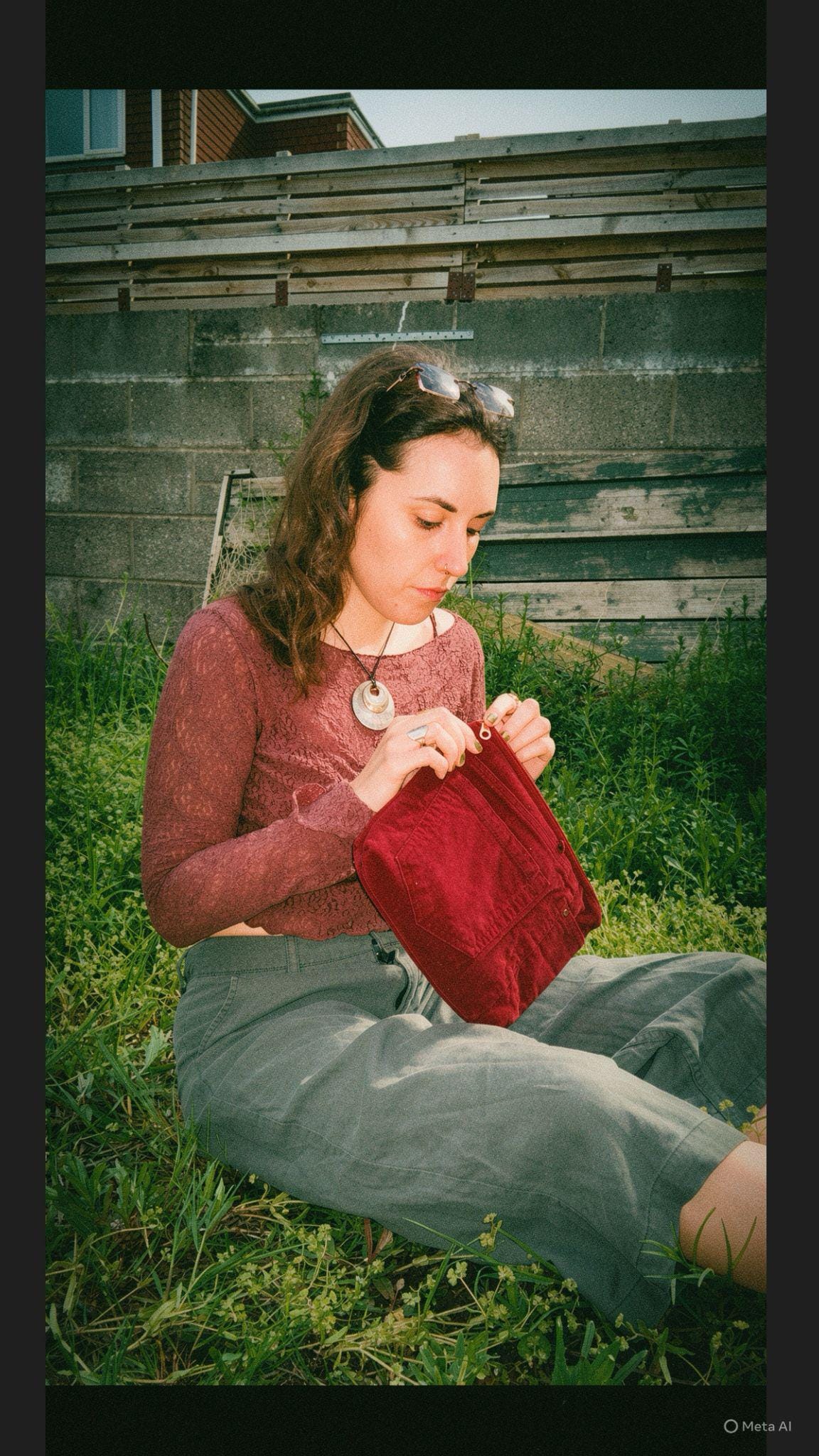 Burdundy Corduroy Pouch