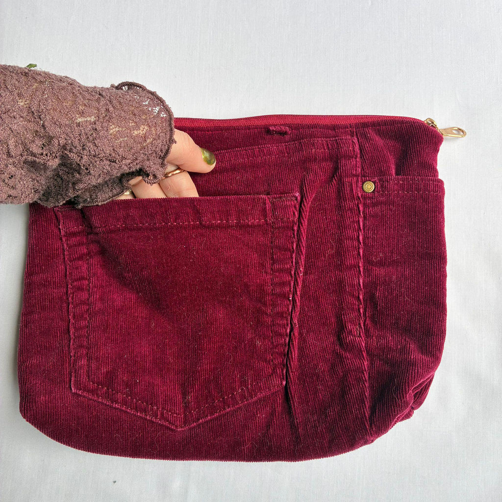 Burdundy Corduroy Pouch