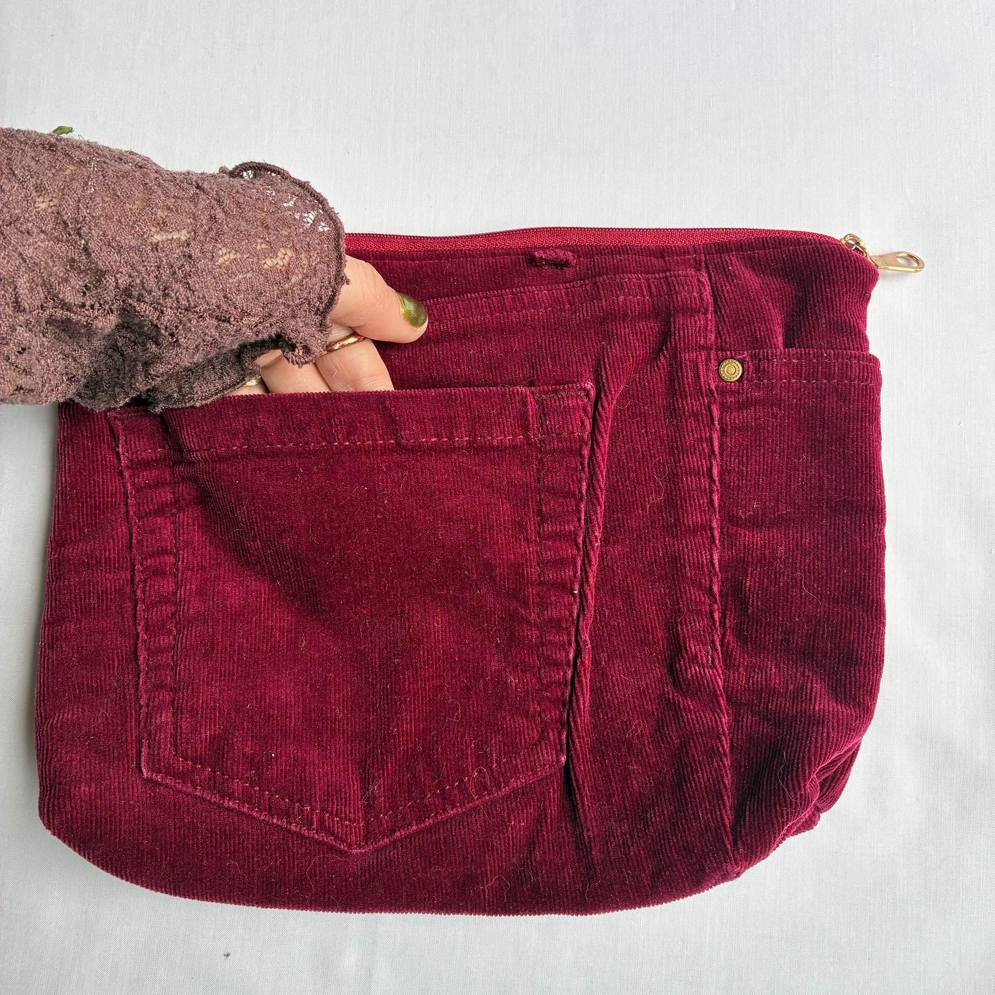 Burdundy Corduroy Pouch