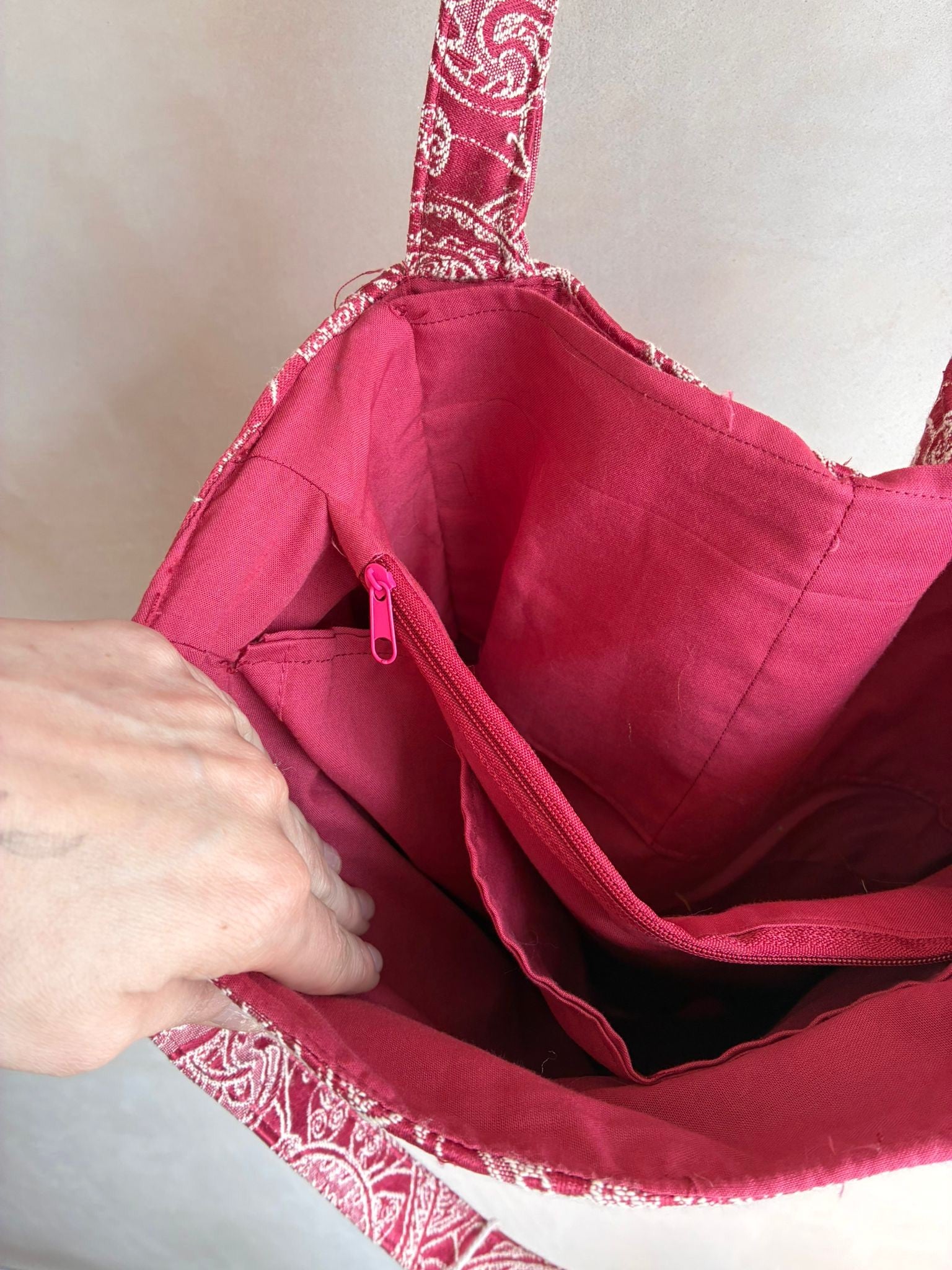 Rosewood Multi-Pocket Tote Bag