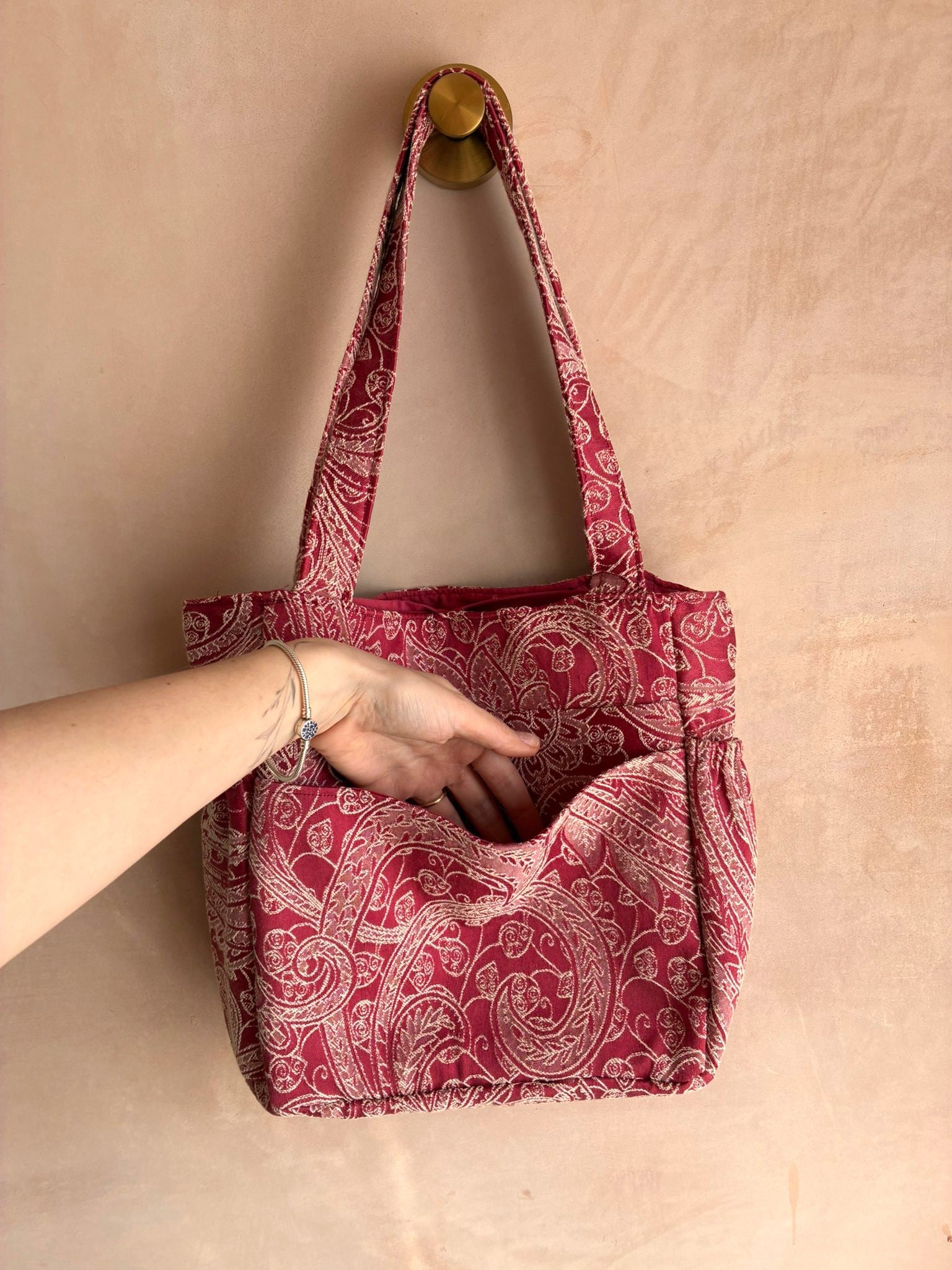 Rosewood Multi-Pocket Tote Bag