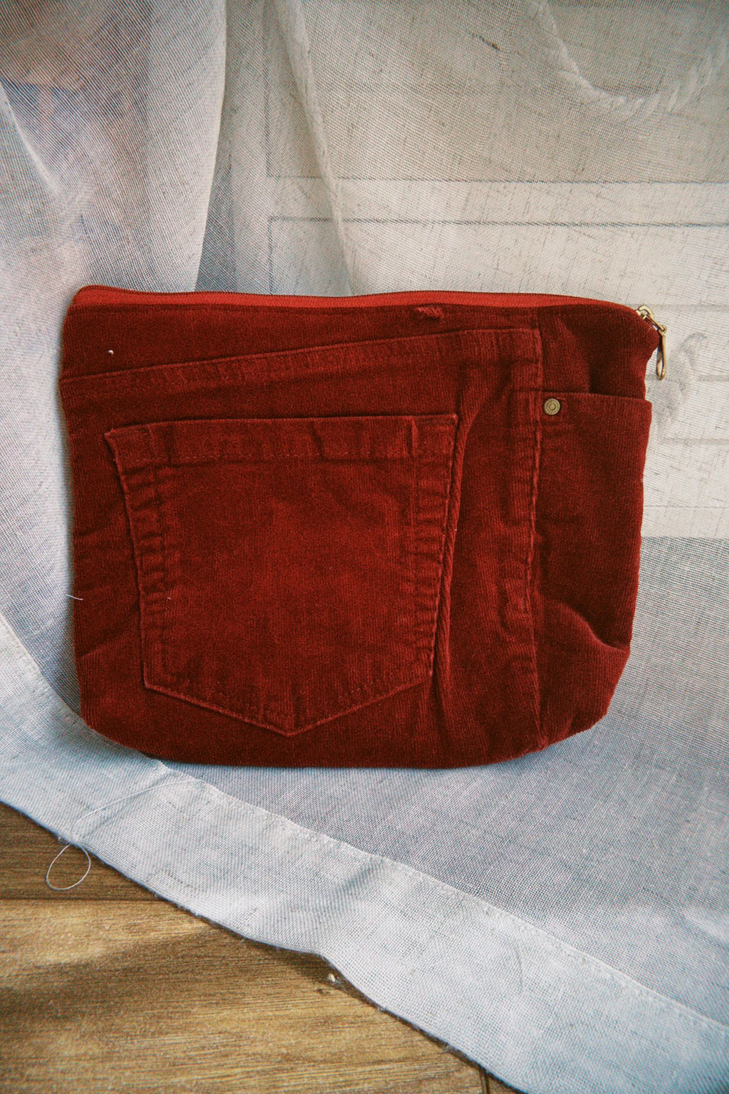 Burdundy Corduroy Pouch