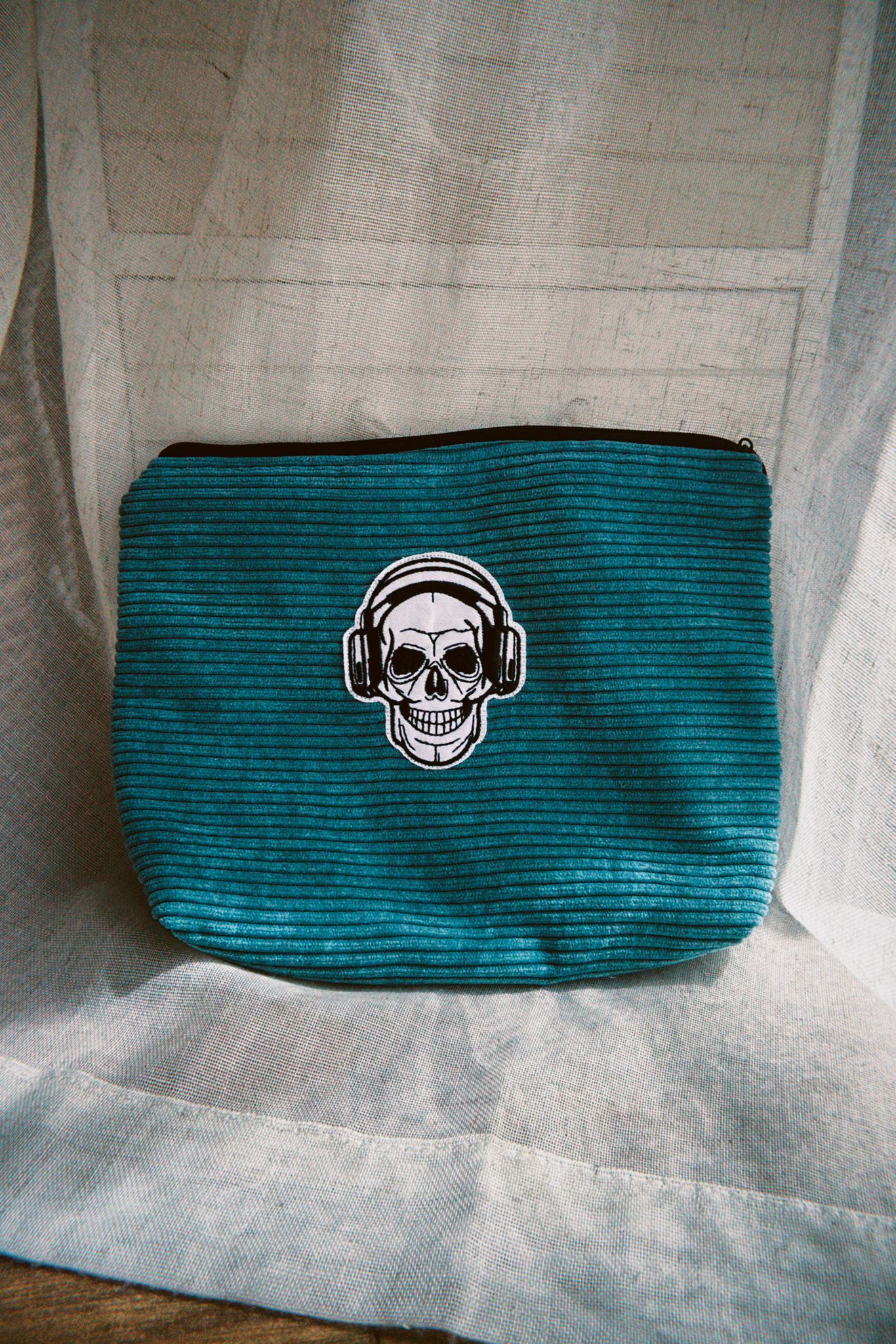 Skull Corduroy Pouch