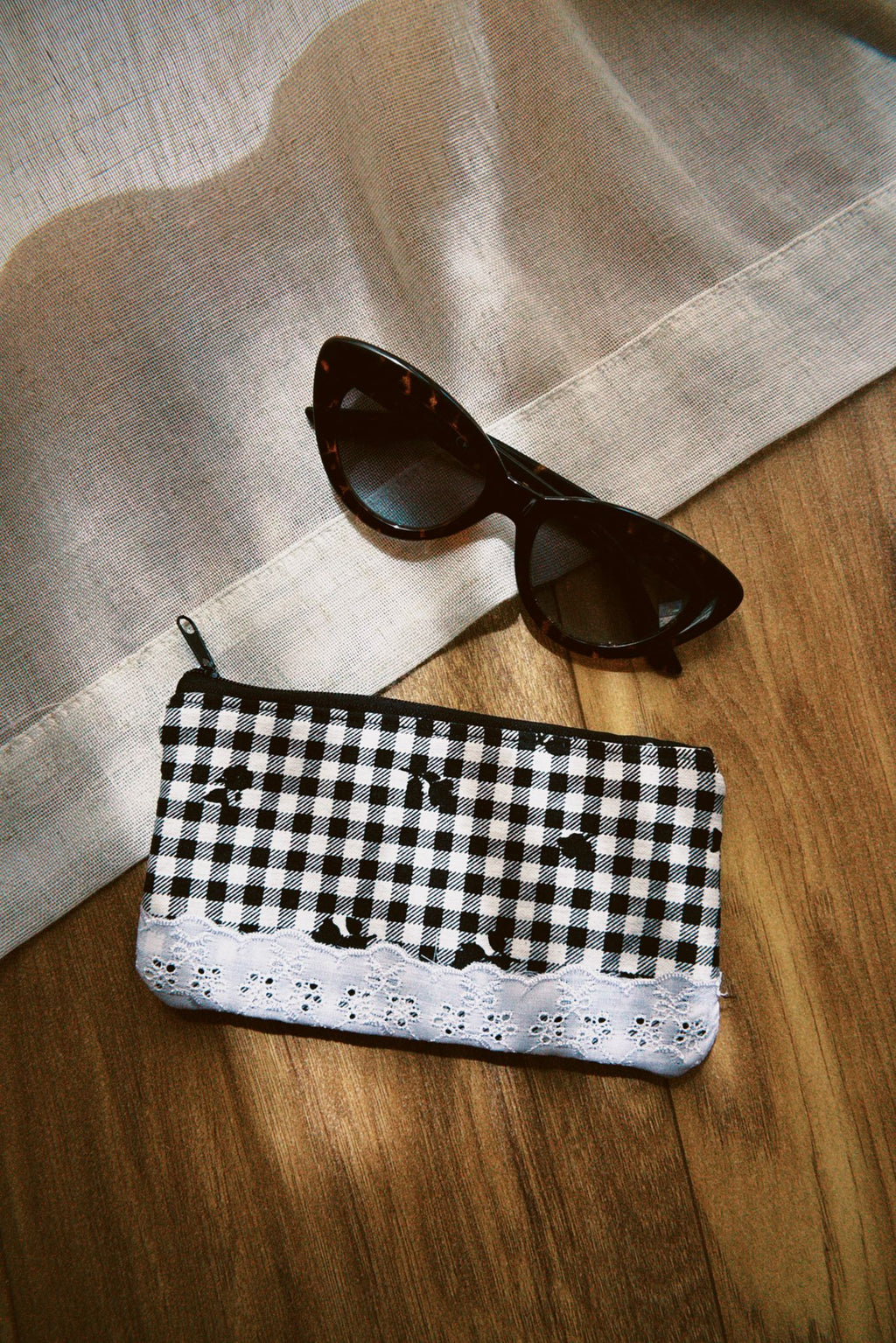 Gingham Ruffle Sunglasses Case