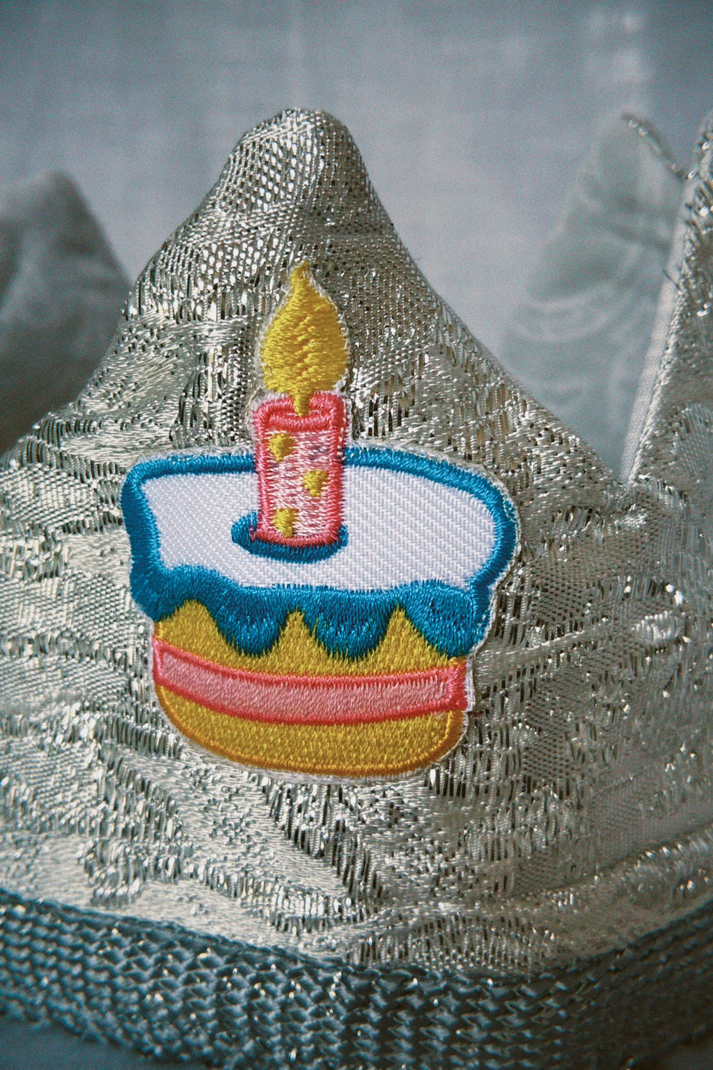 Silver Birthday Cake Fabric Celebration Crown