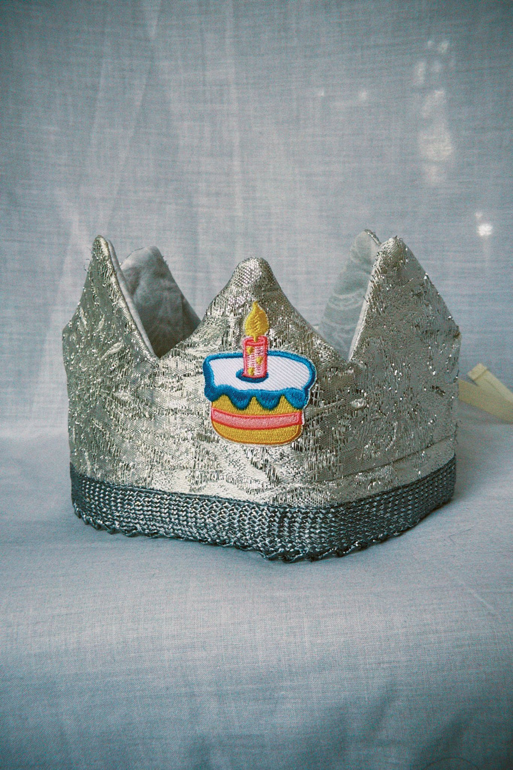Silver Birthday Cake Fabric Celebration Crown