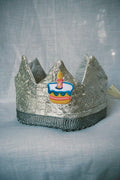Silver Birthday Cake Fabric Celebration Crown
