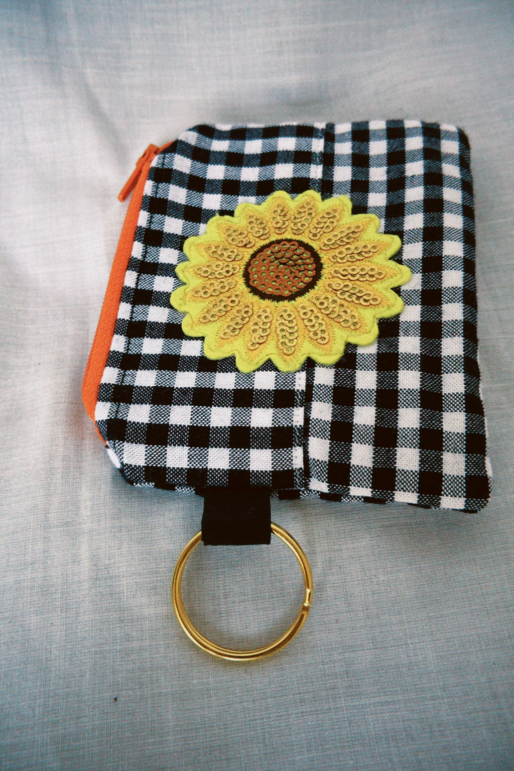 Gingham Sunflower Keyring Purse