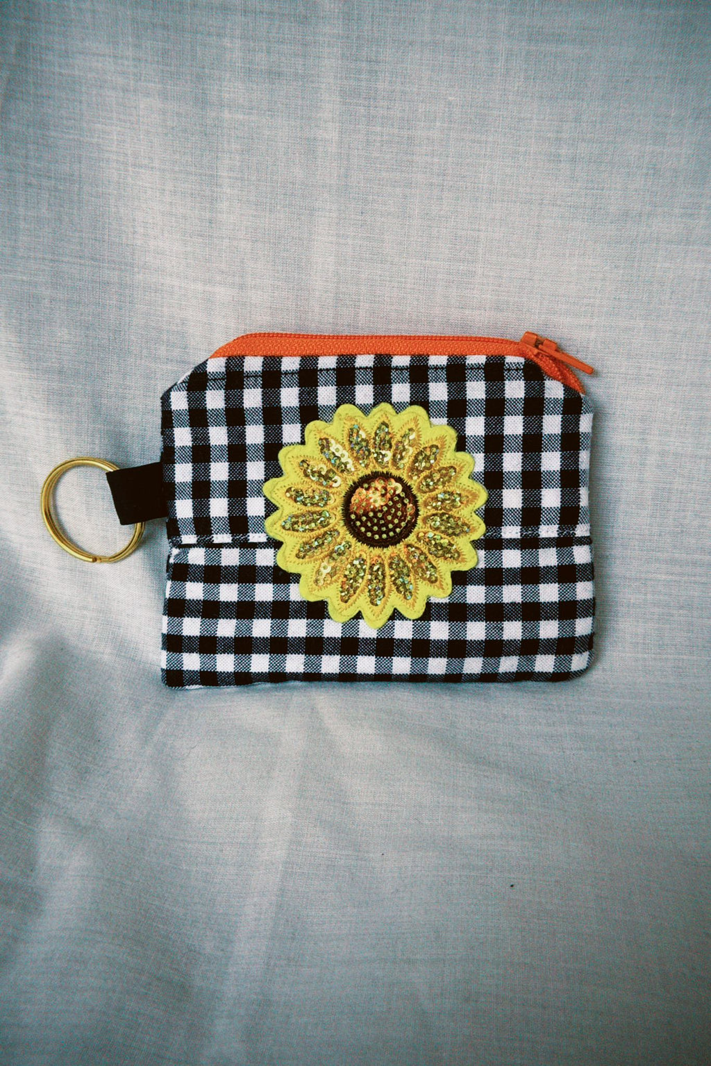 Gingham Sunflower Keyring Purse