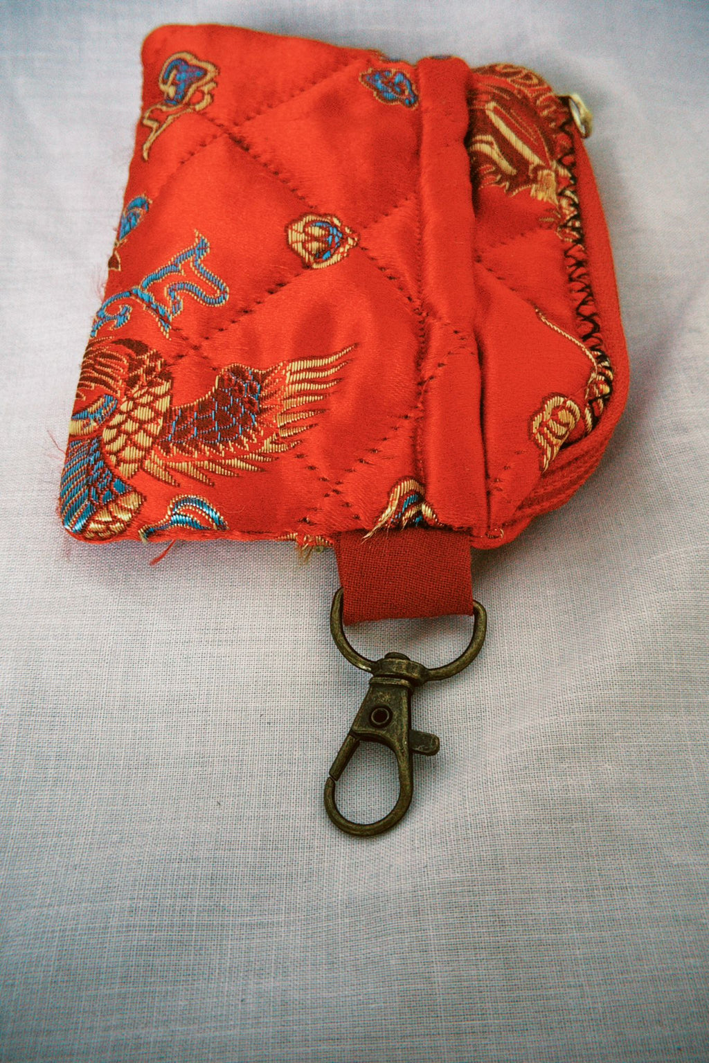 Red Satin Dragon Keyring Purse 2