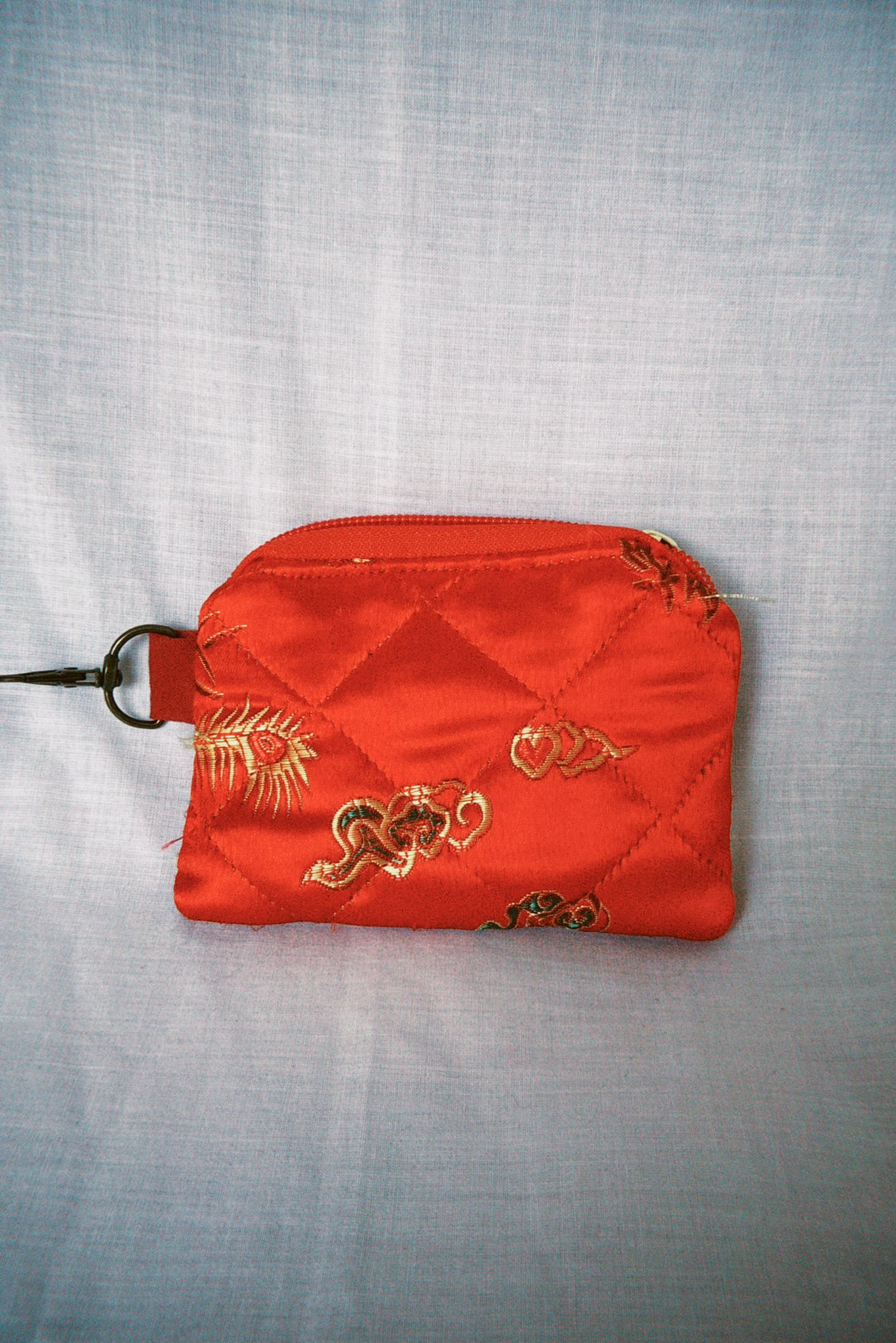 Red Satin Dragon Keyring Purse 2