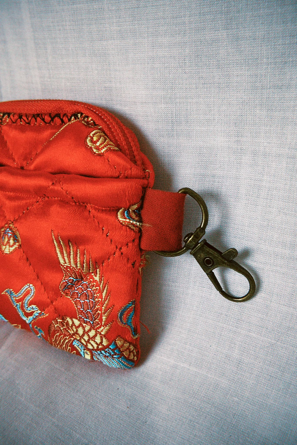 Red Satin Dragon Keyring Purse 2