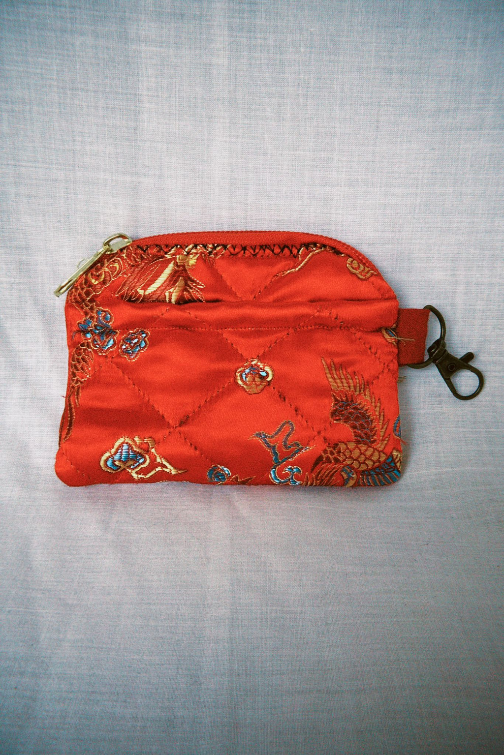 Red Satin Dragon Keyring Purse 2