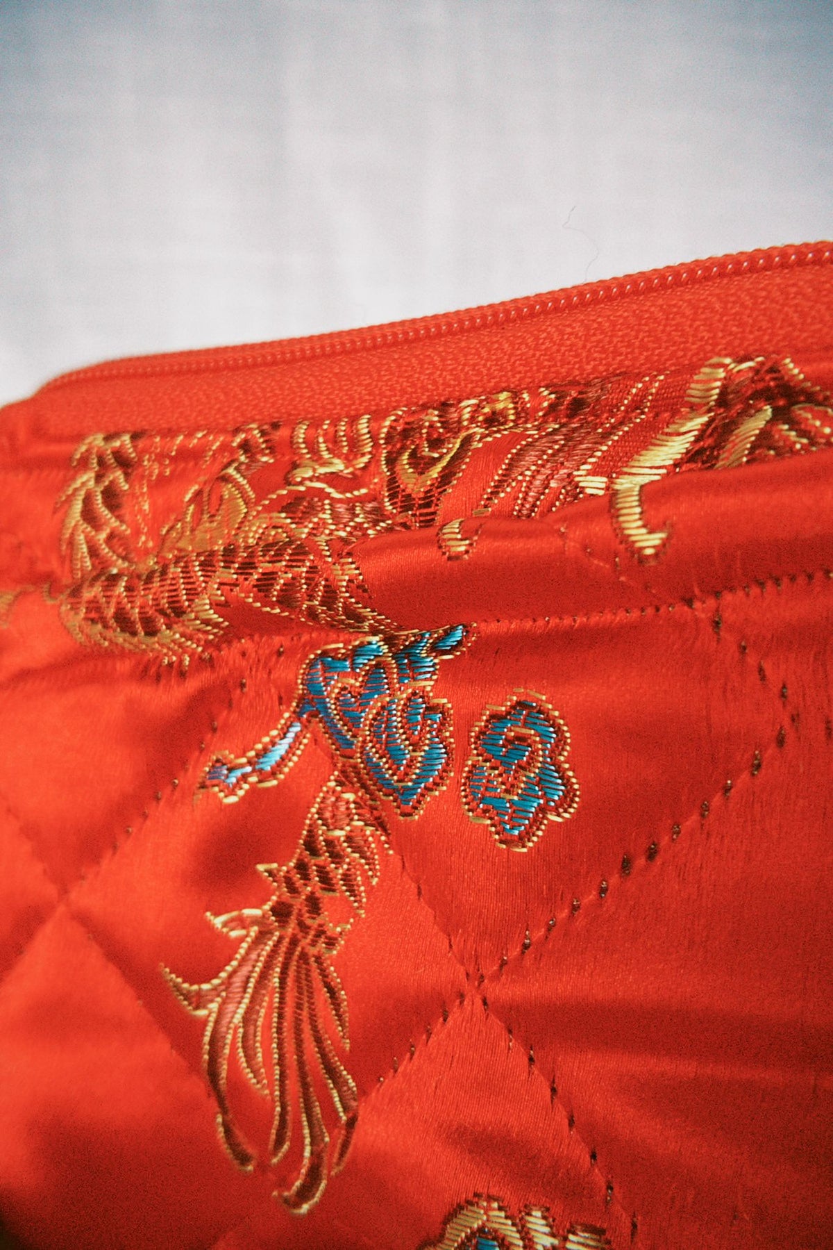 Red Satin Dragon Keyring Purse
