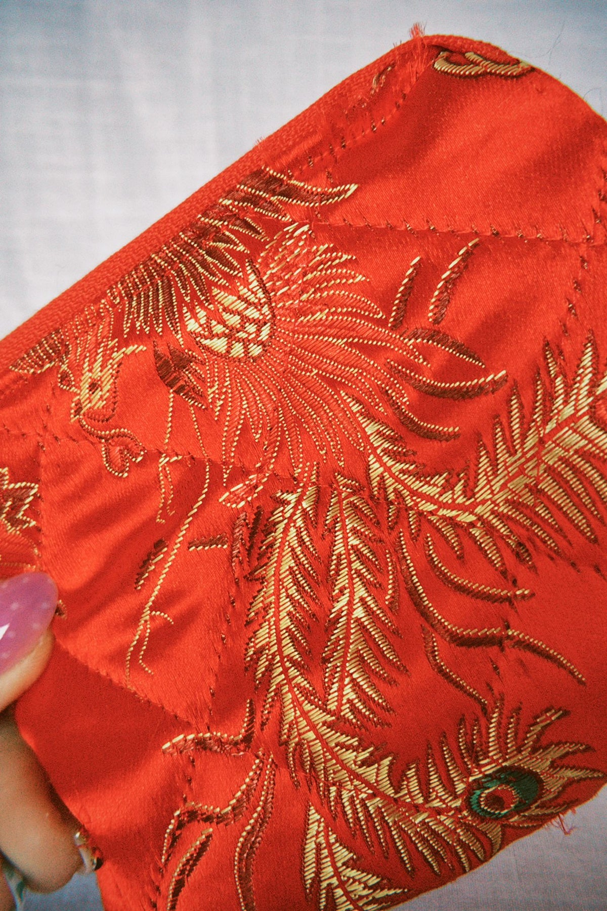 Red Satin Dragon Keyring Purse