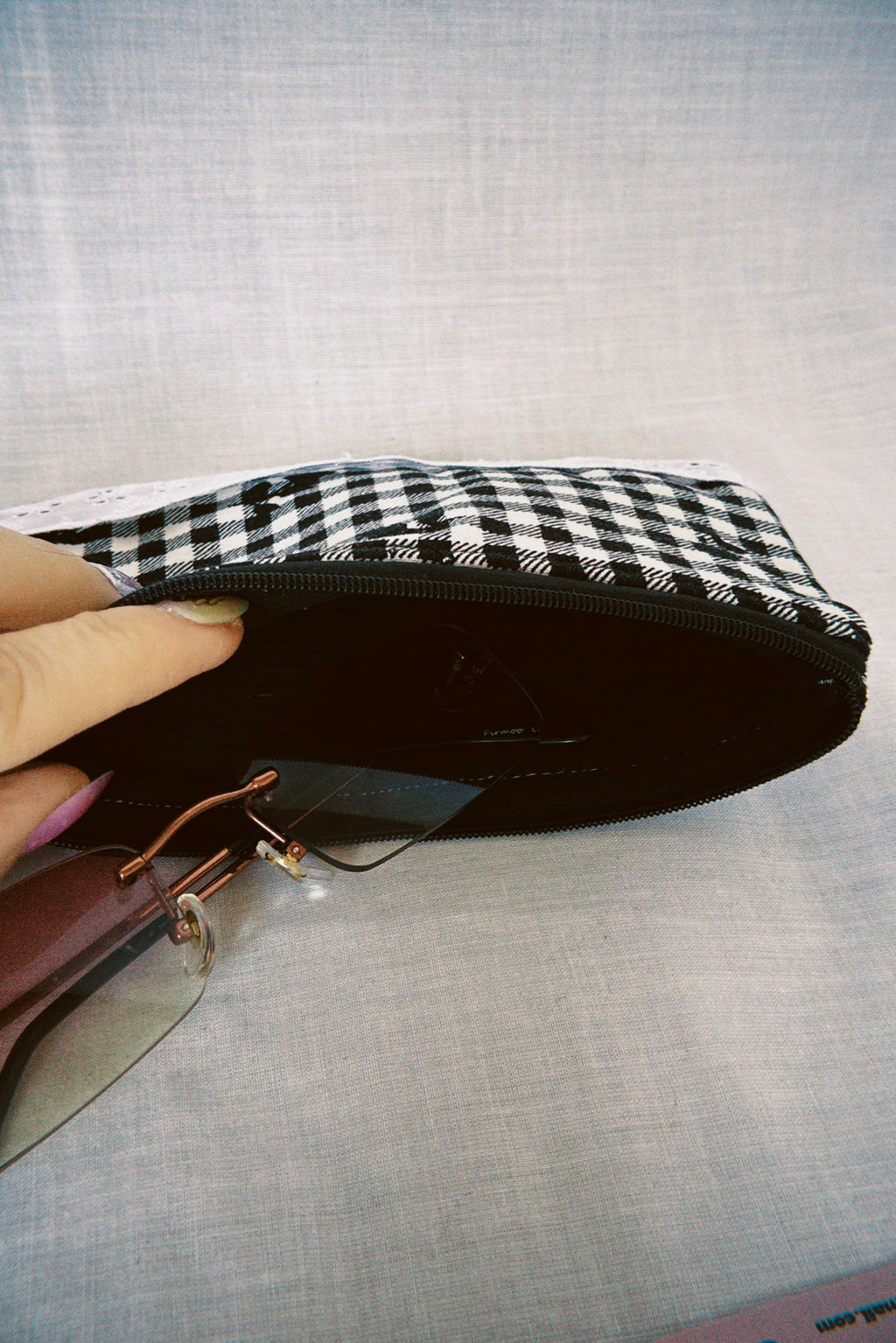 Gingham Ruffle Sunglasses Case