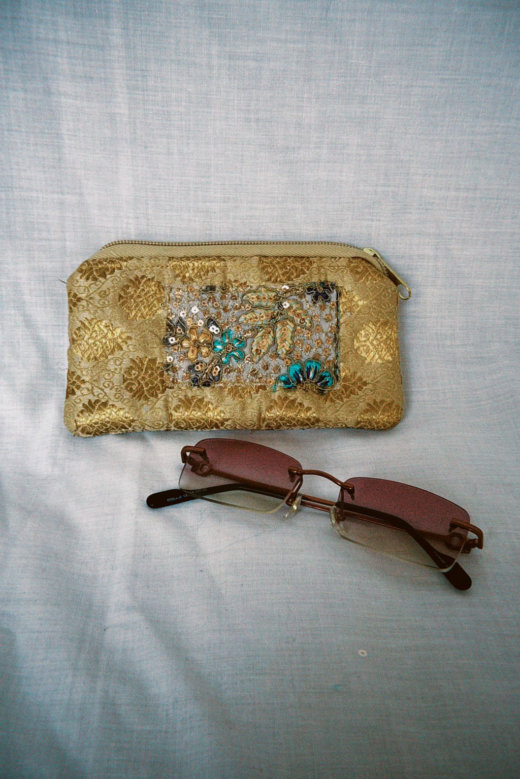 Gold Sari Sunglasses Case
