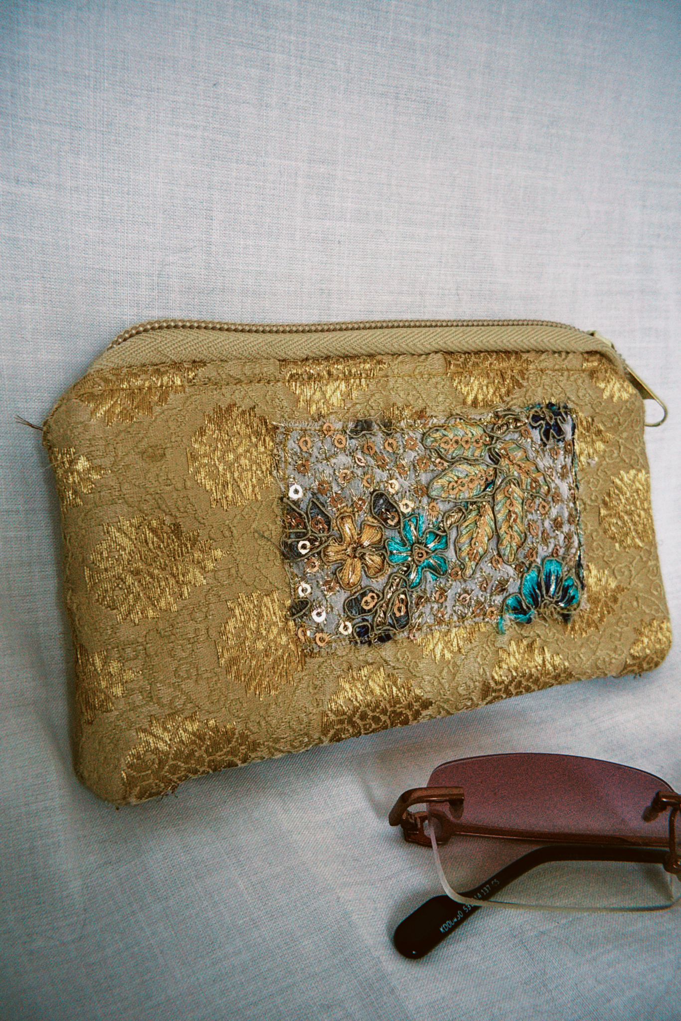 Gold Sari Sunglasses Case