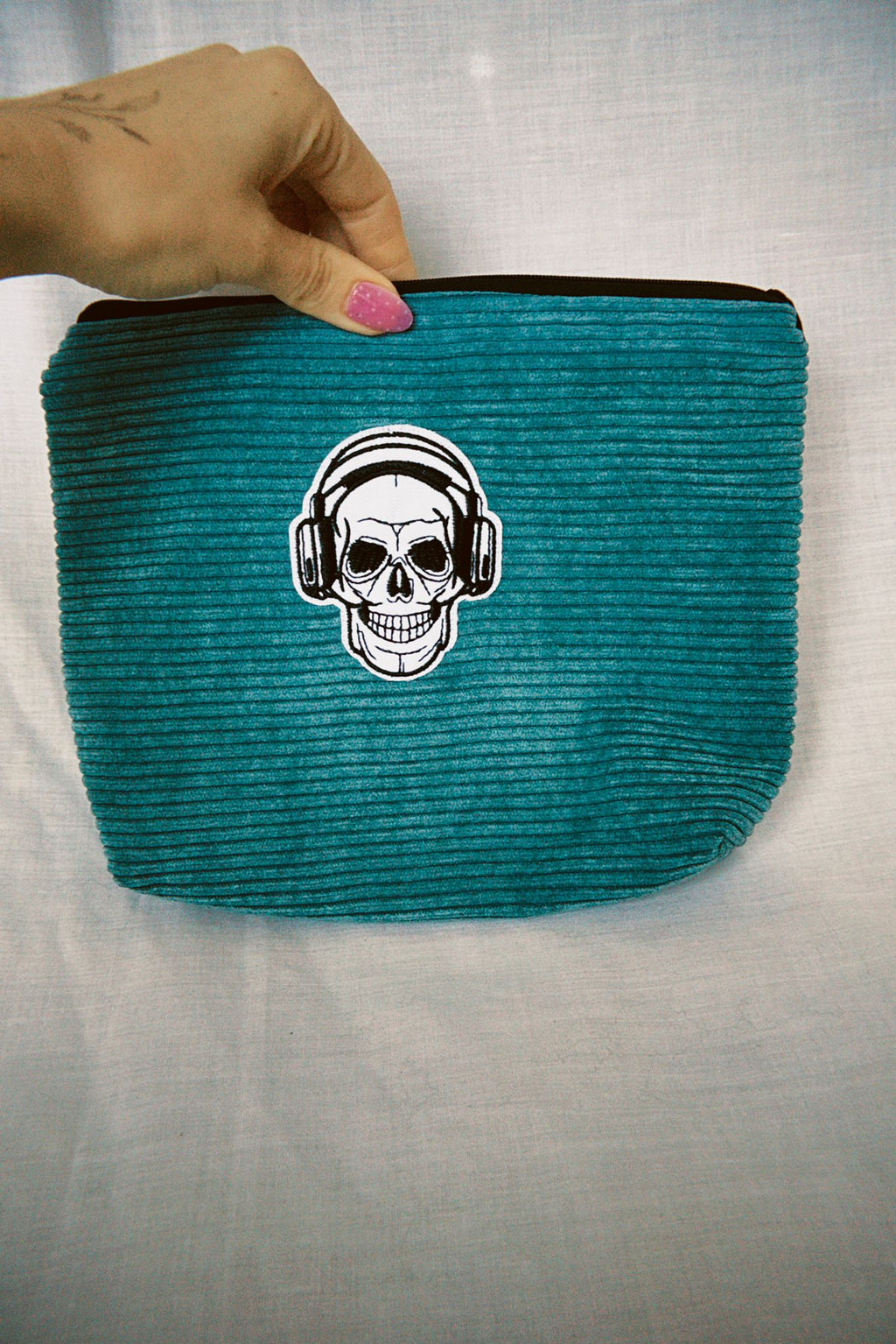 Skull Corduroy Pouch