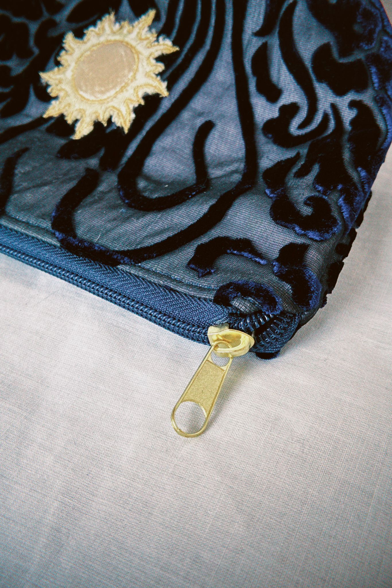 Navy Velvet Celestial Pouch
