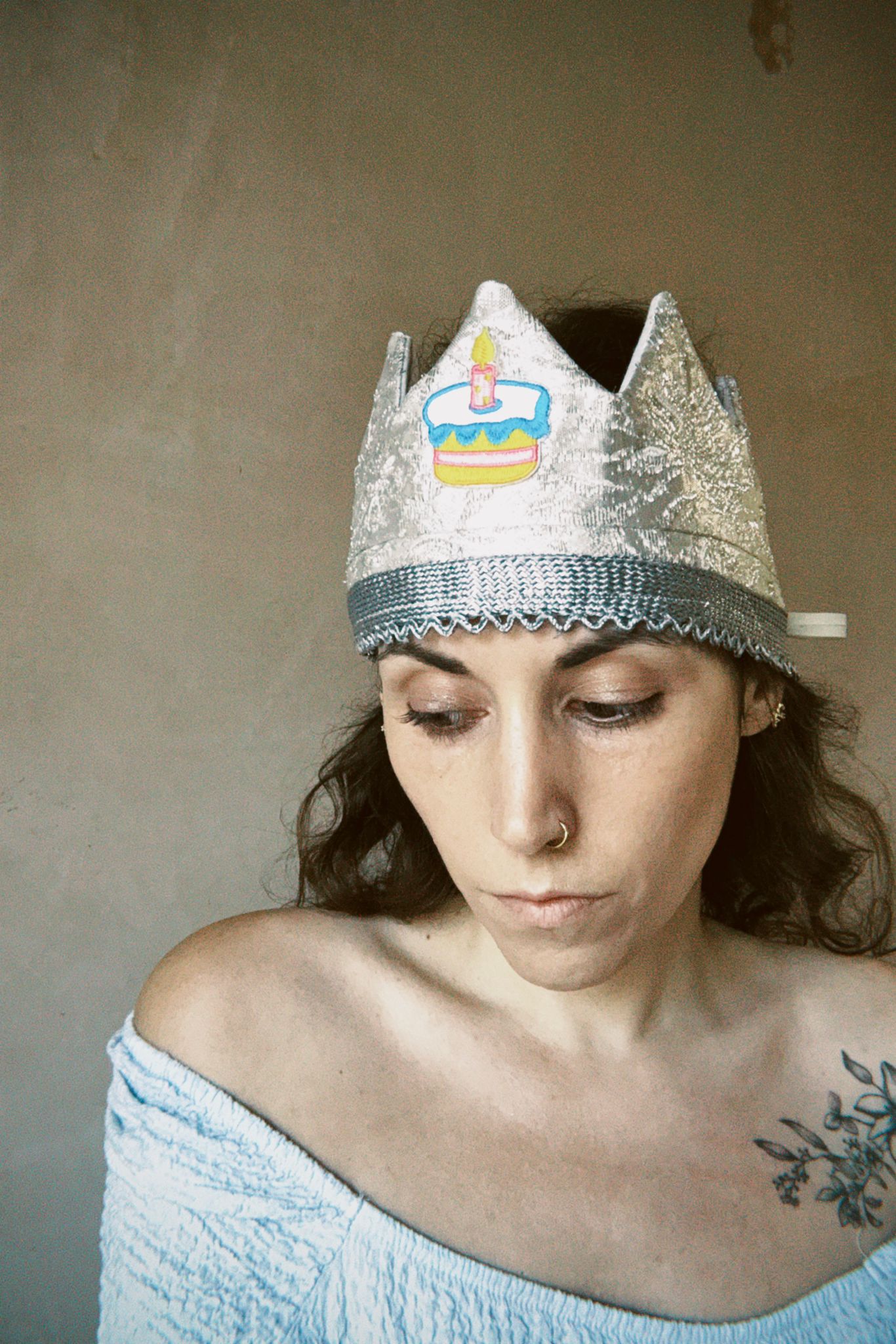 Silver Birthday Cake Fabric Celebration Crown
