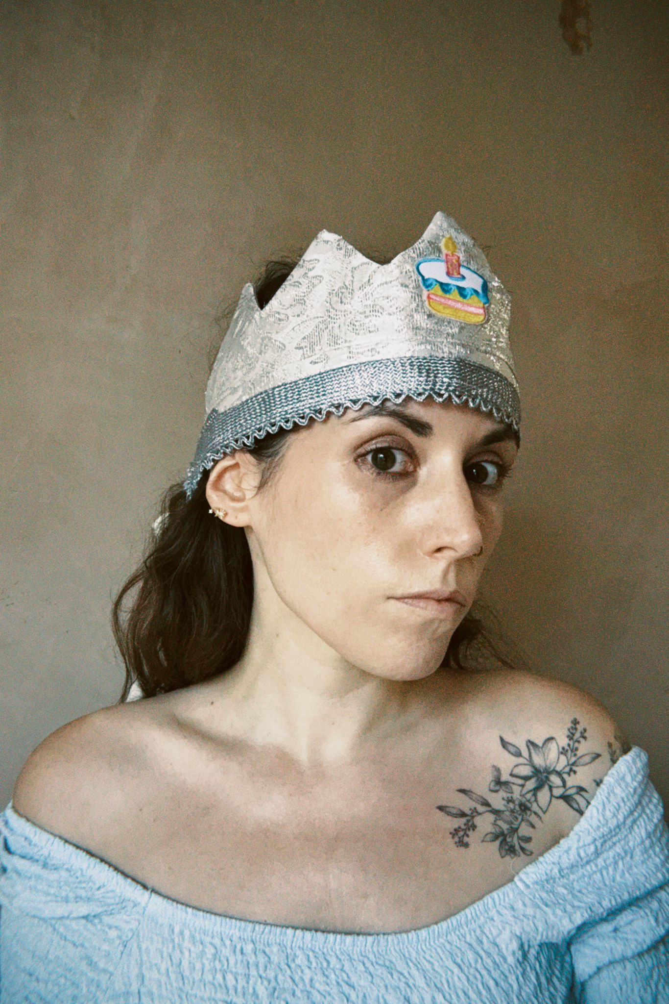 Silver Birthday Cake Fabric Celebration Crown