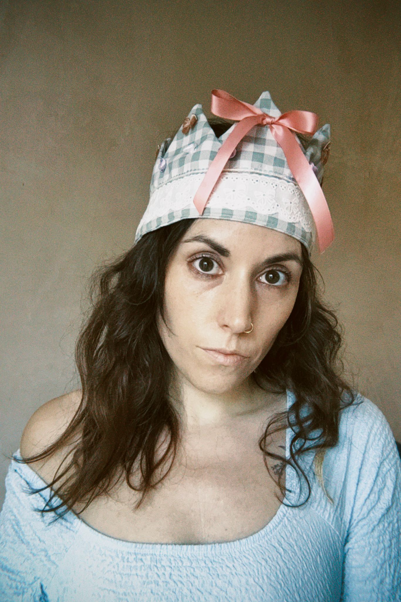 Sage Gingham Fabric Celebration Crown