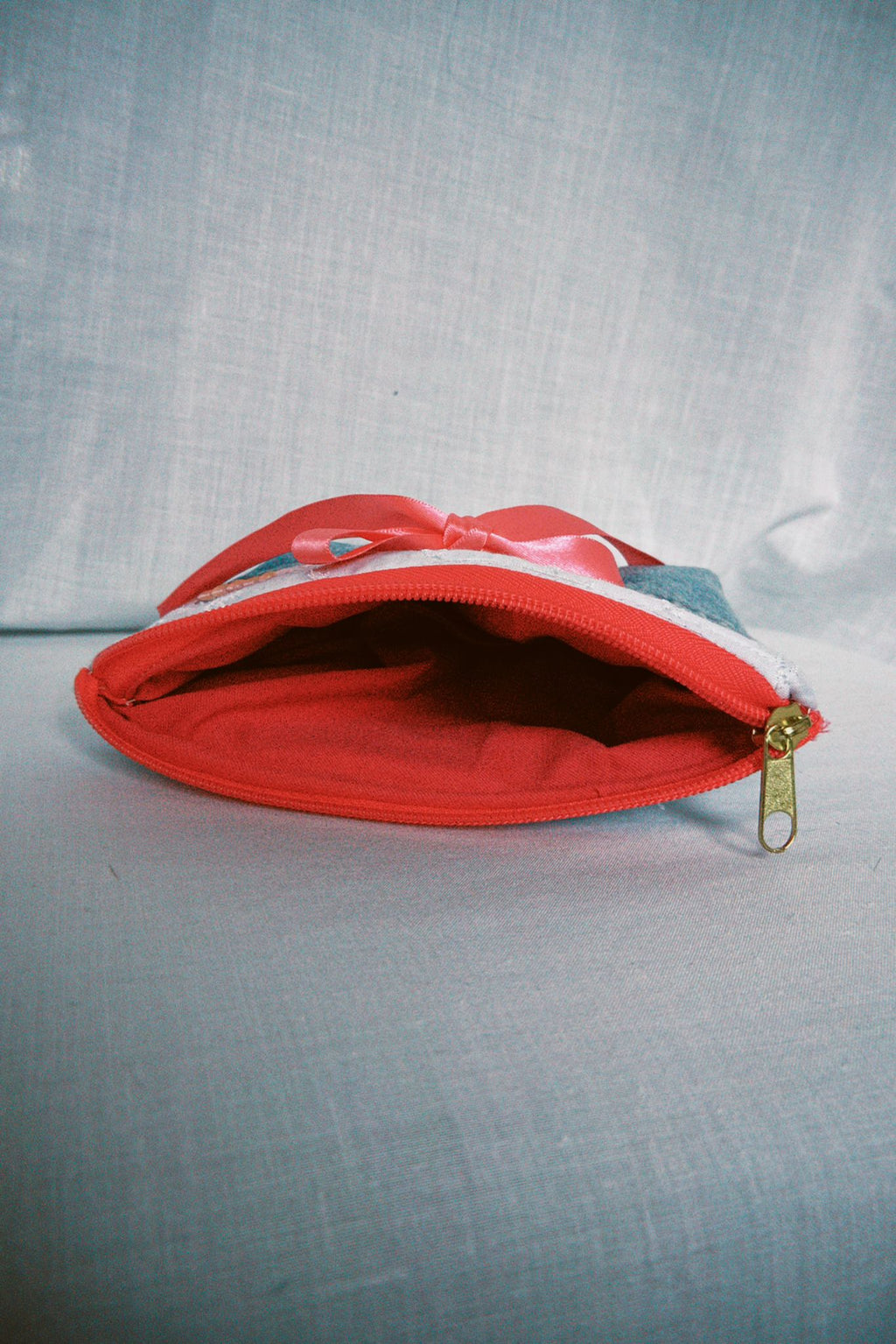 Denim Bow Cosmetic Pouch