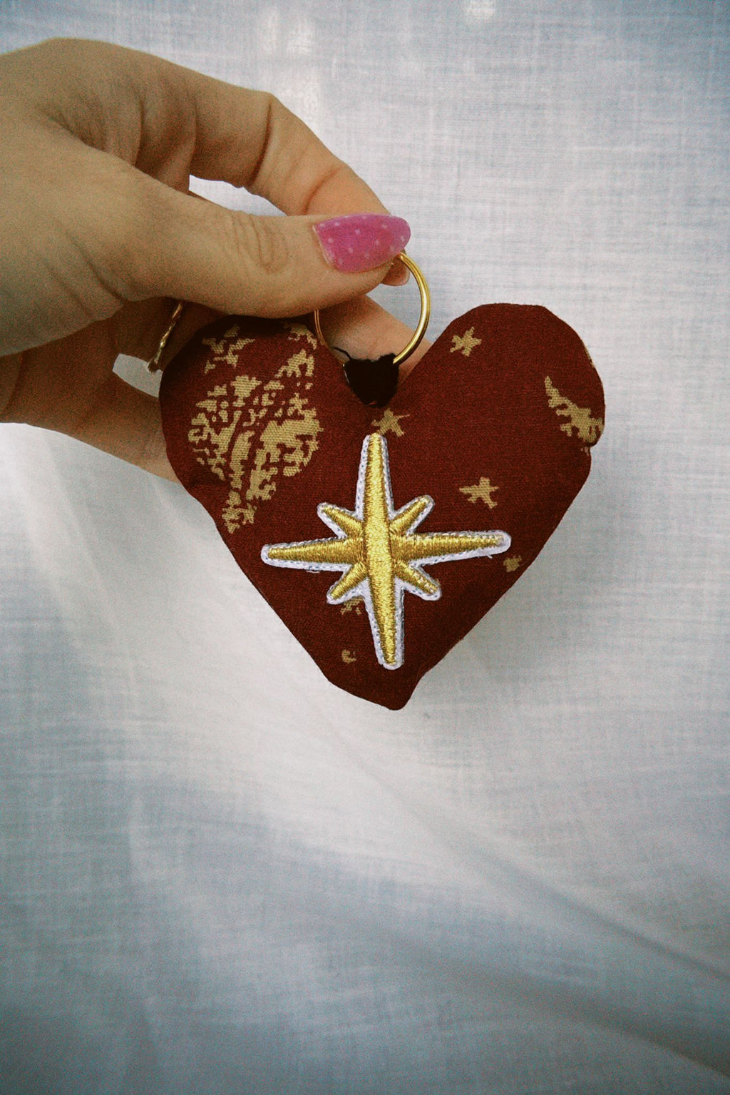 90s Celestial Scrappy Heart Keyring