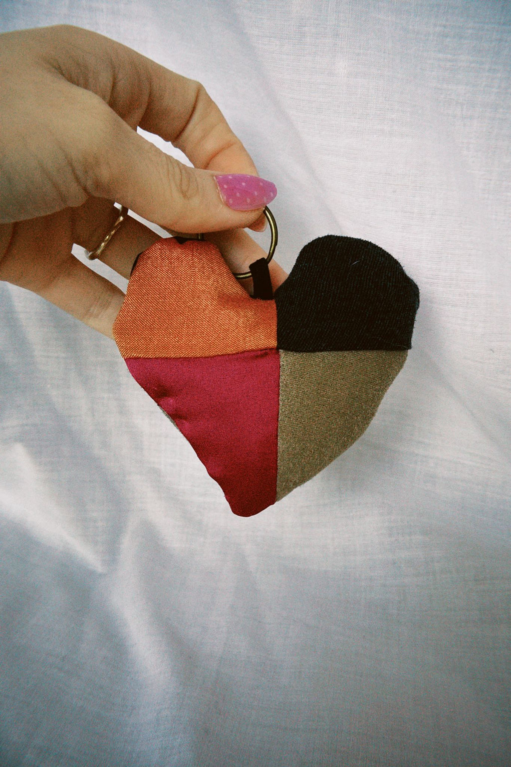 Patchwork Scrappy Heart Keyring