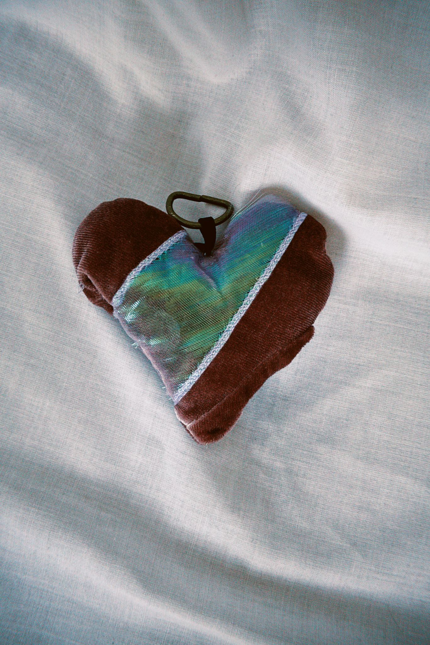 Iridescent Velvet Scrappy Heart Keyring