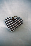 Navy Gingham Scrappy Heart Keyring