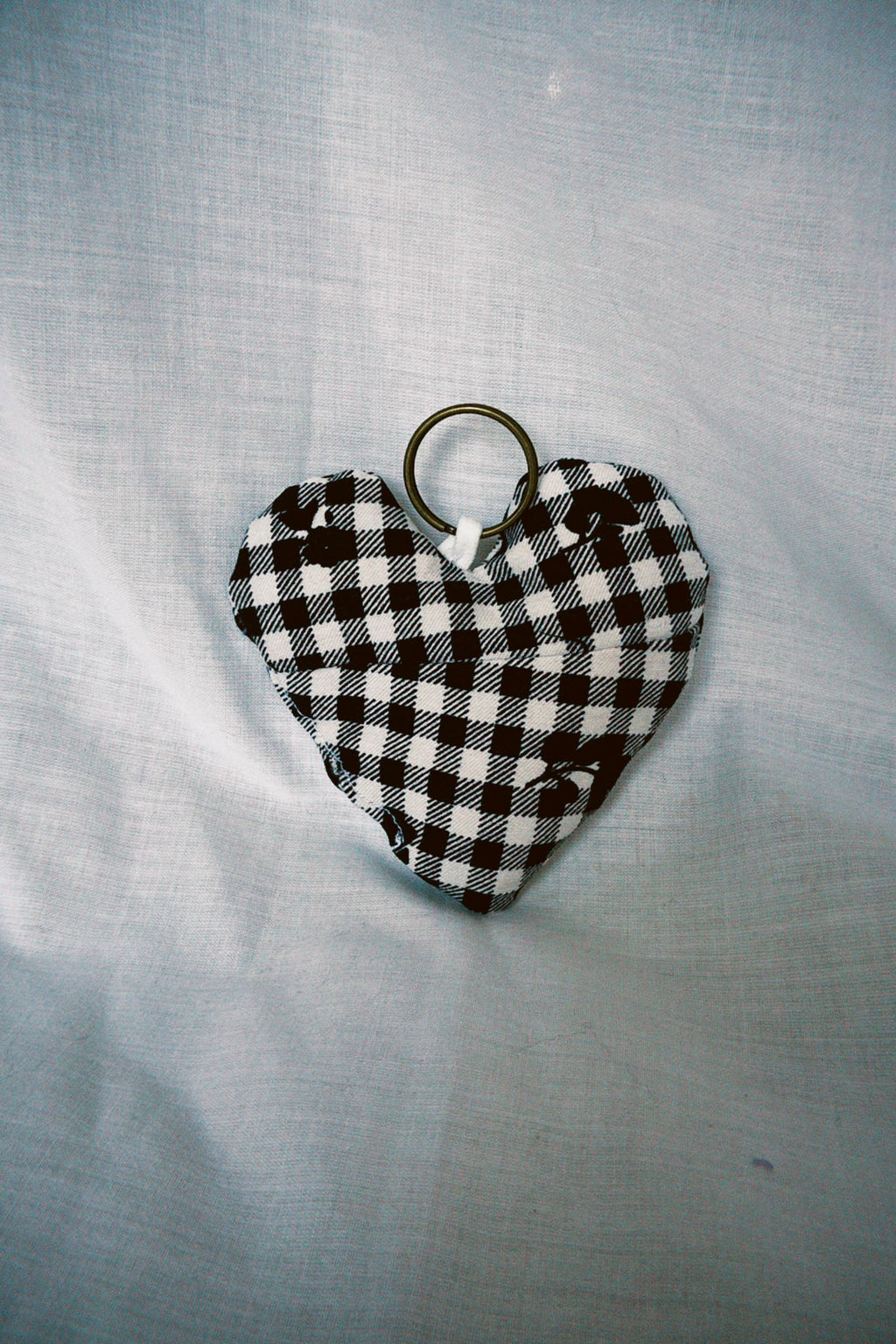 Floral Gingham Scrappy Heart Keyring