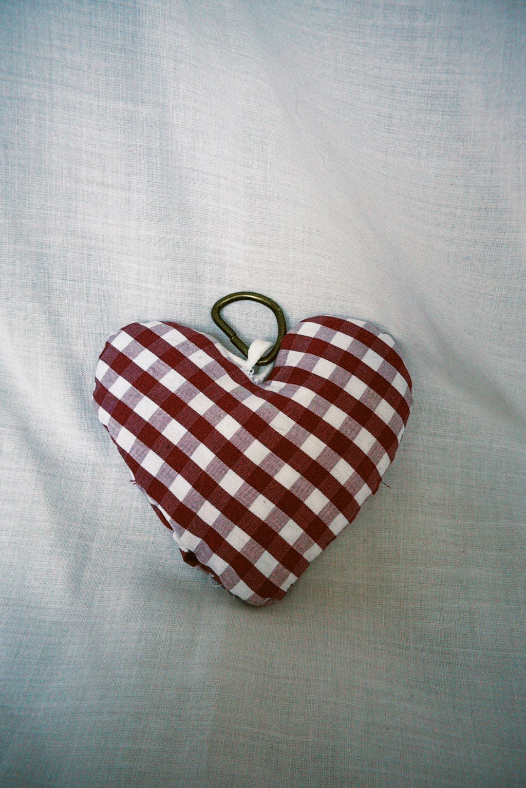 Burgundy Gingham Scrappy Heart Keyring