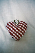 Burgundy Gingham Scrappy Heart Keyring