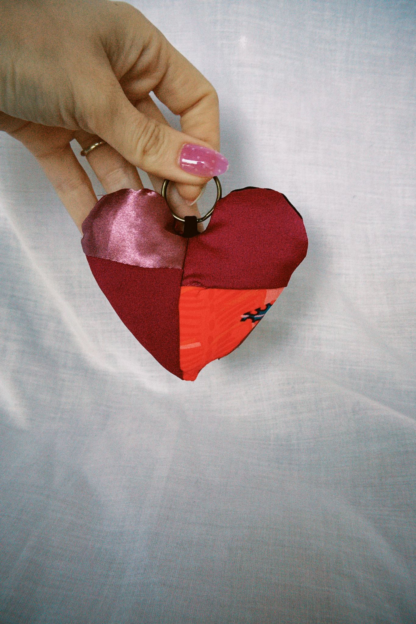 Purple Patchwork Scrappy Heart Keyring