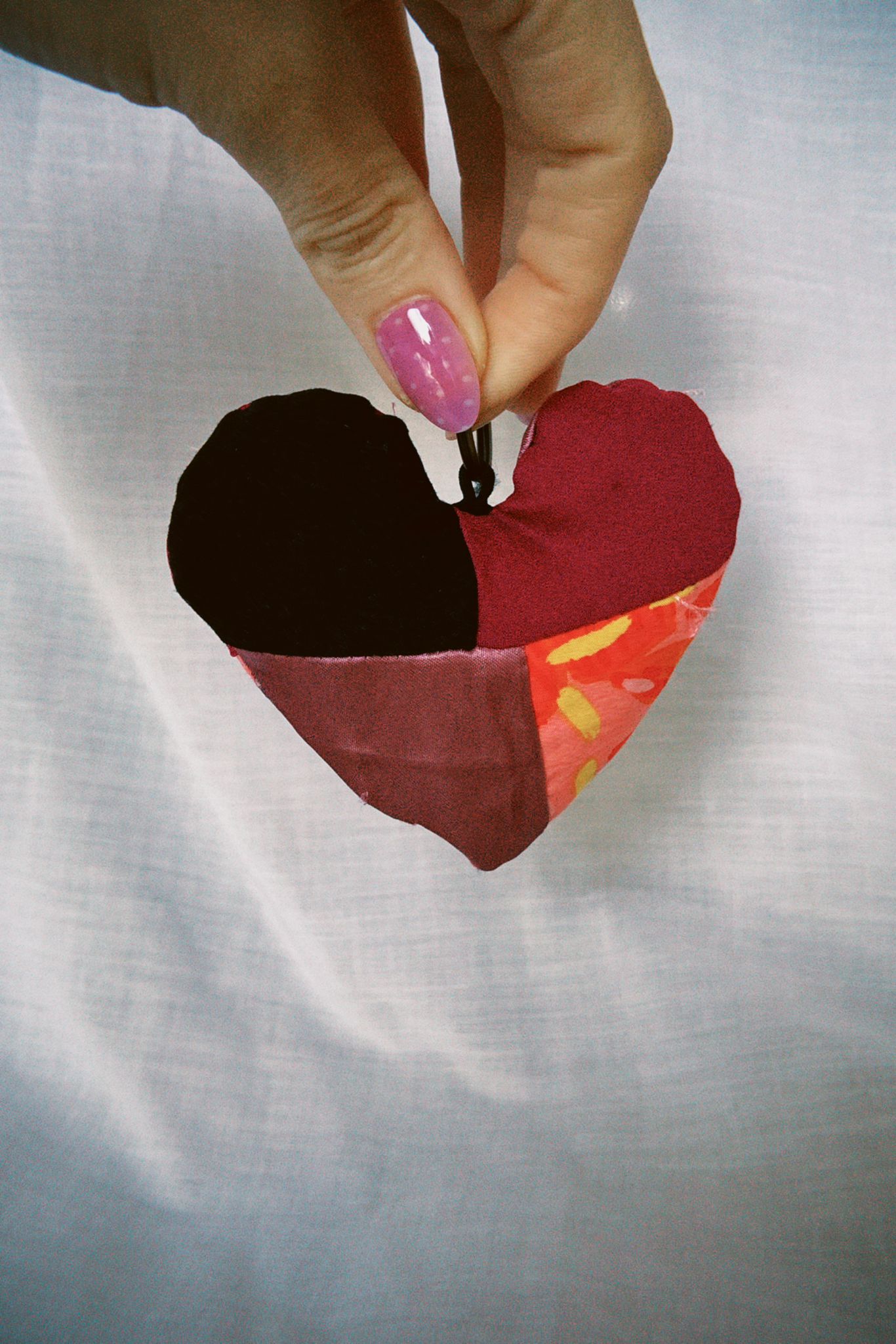 Purple Patchwork Scrappy Heart Keyring
