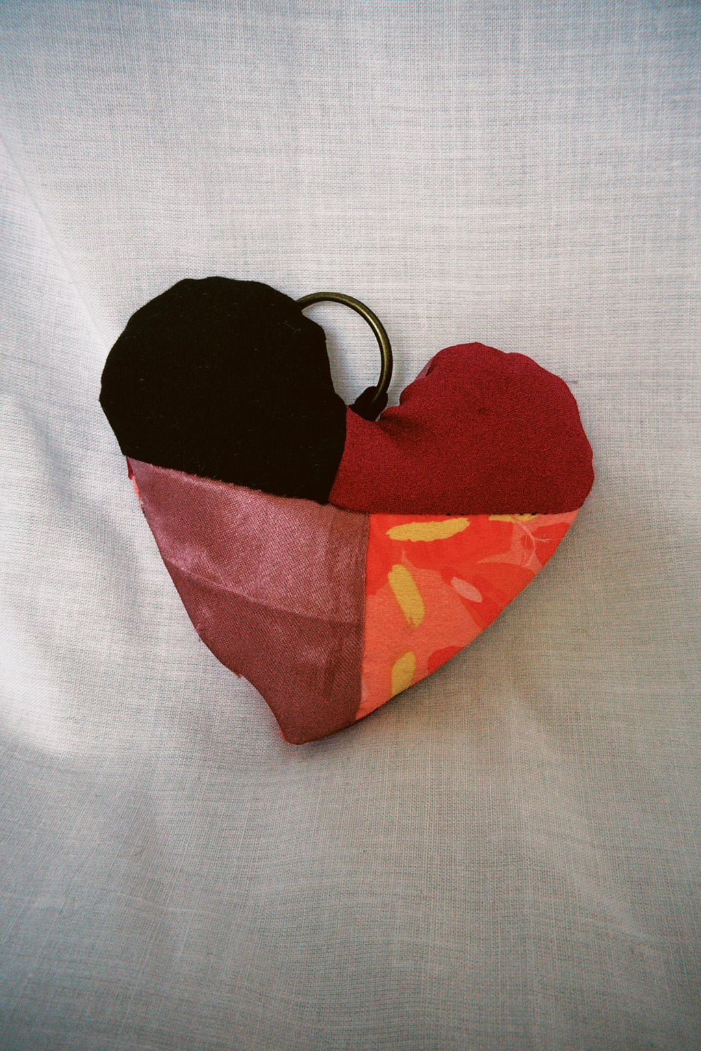Purple Patchwork Scrappy Heart Keyring