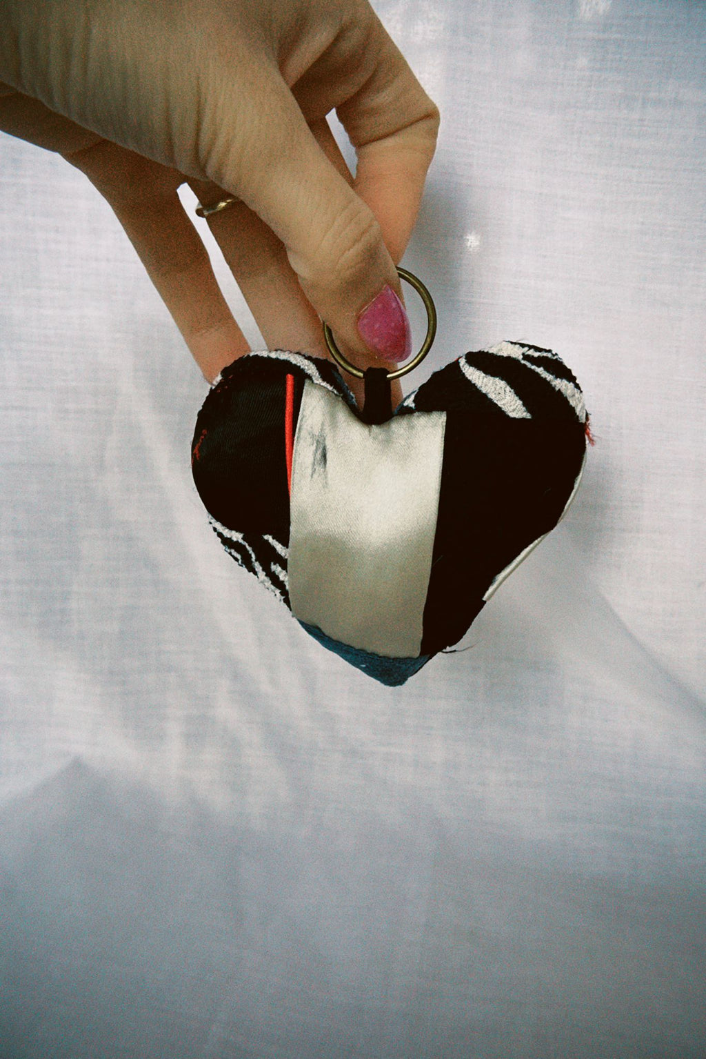 Zebra Patchwork Scrappy Heart Keyring