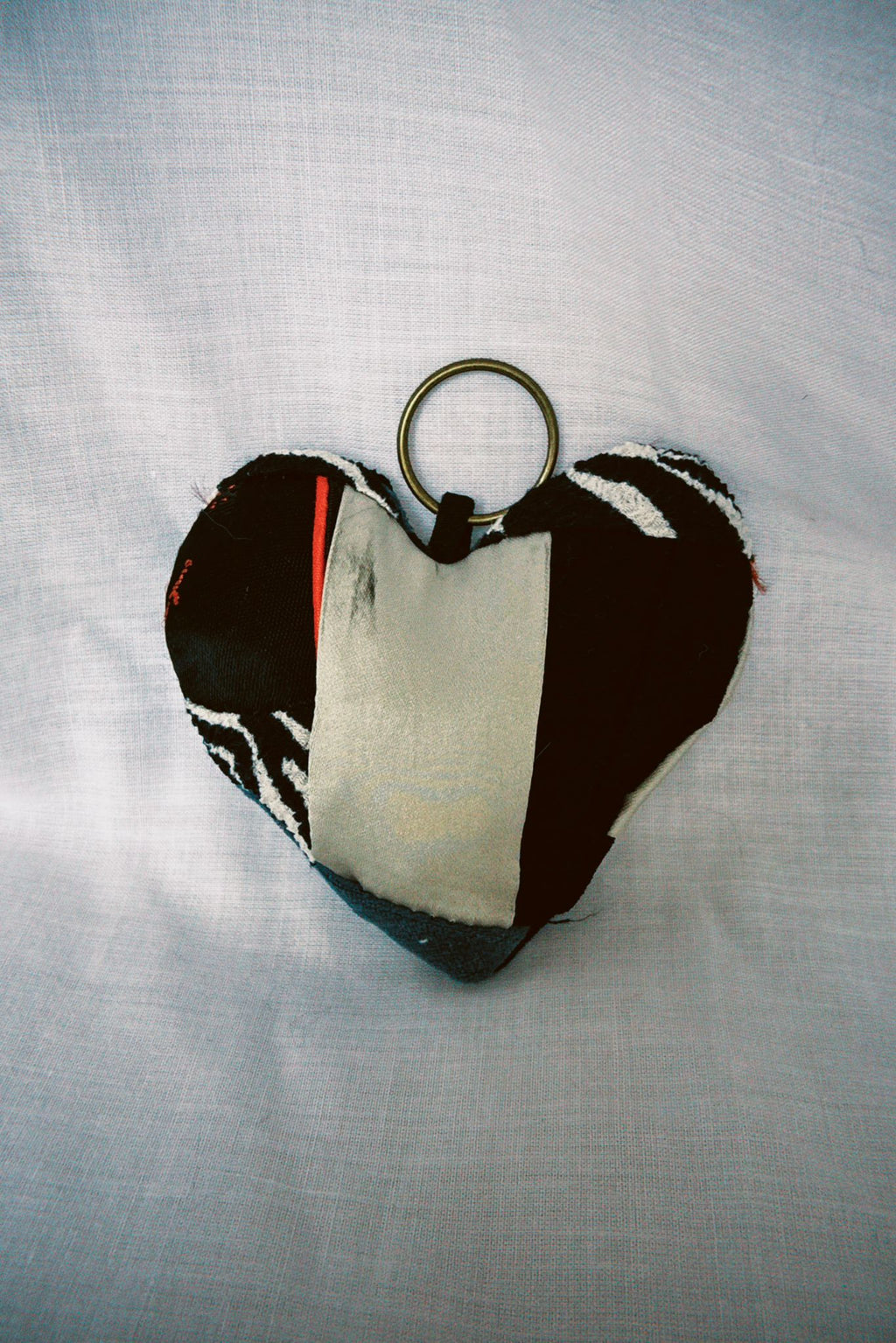 Zebra Patchwork Scrappy Heart Keyring