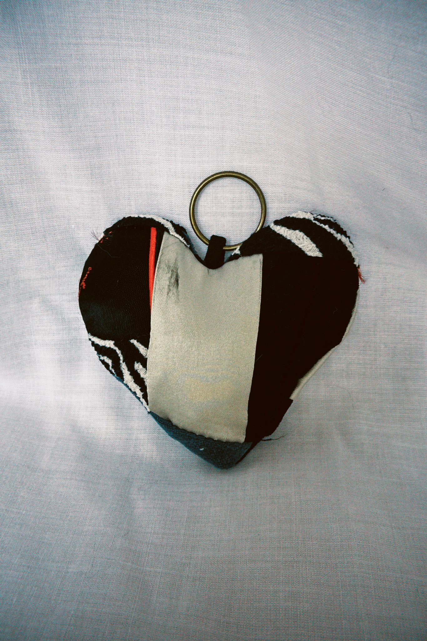 Zebra Patchwork Scrappy Heart Keyring