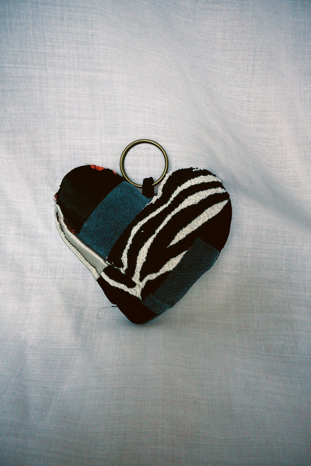 Zebra Patchwork Scrappy Heart Keyring