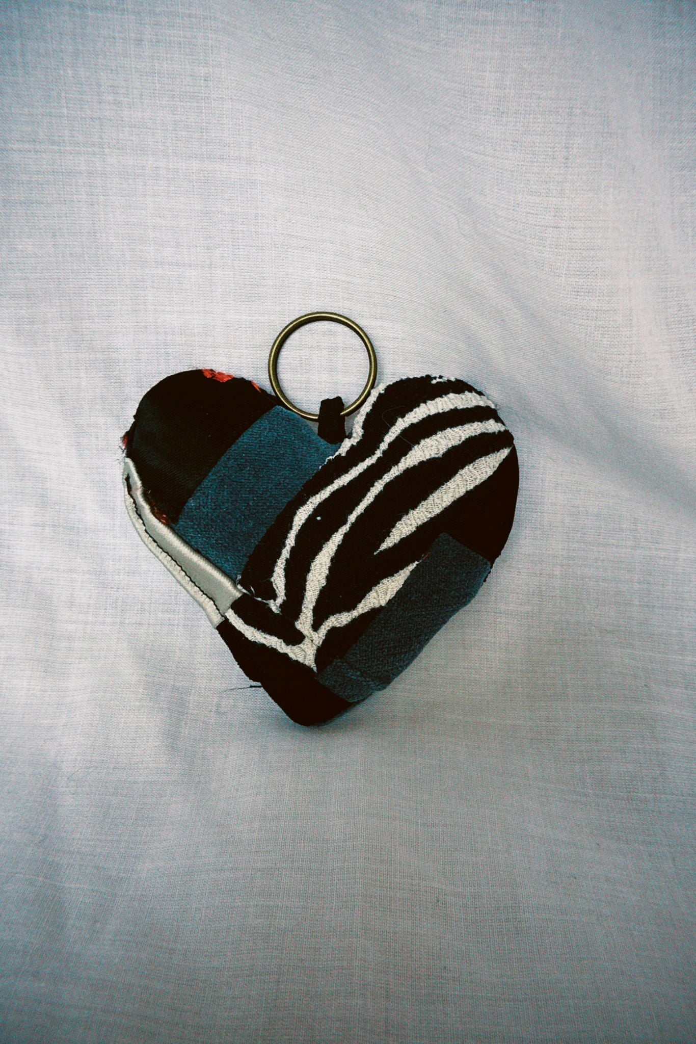 Zebra Patchwork Scrappy Heart Keyring