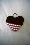 Brown Corduroy Gingham Scrappy Heart Keyring