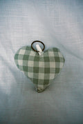 Sage Gingham Scrappy Heart Keyring